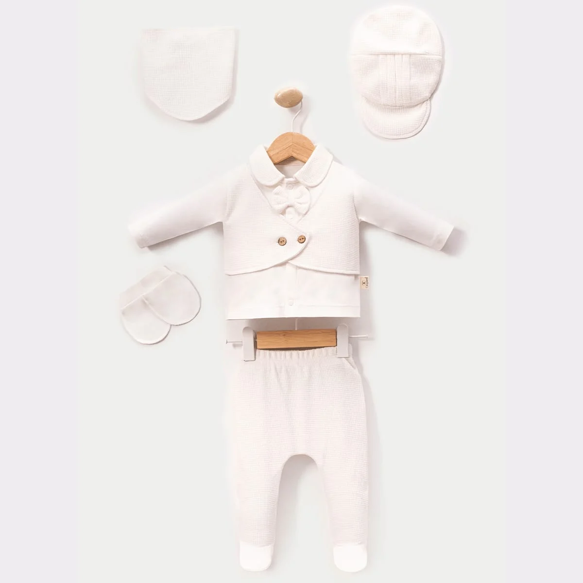 Erkek Bebek Papyonlu Waffle 5'li Set